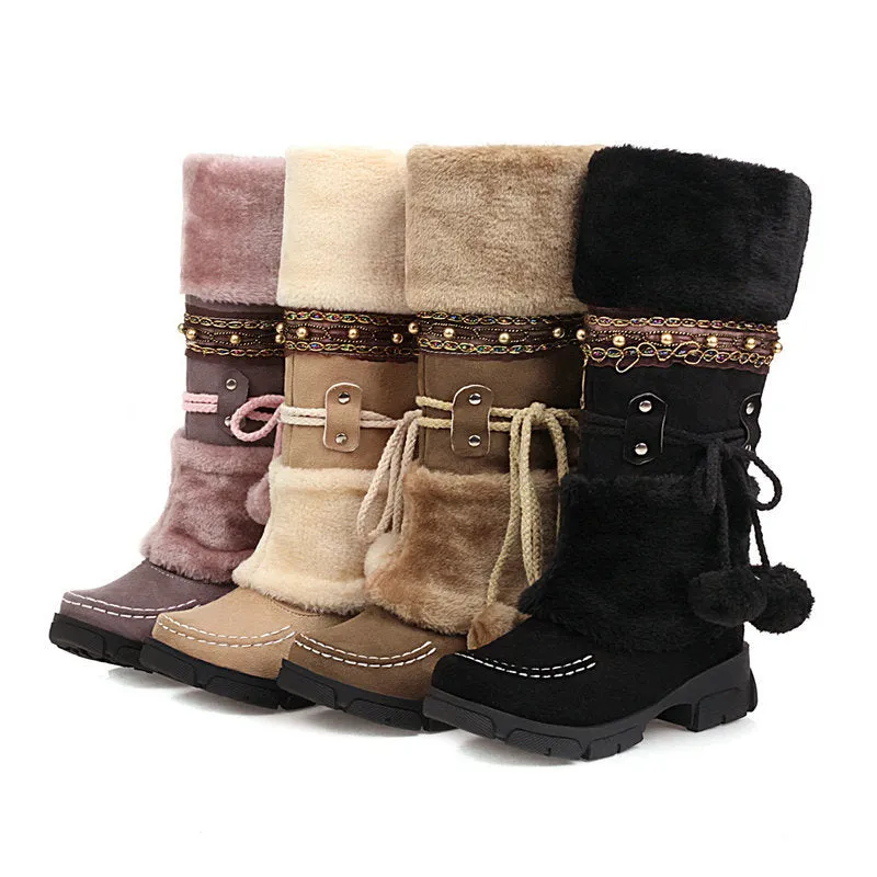 Maritime Repel Snow Boot Vintage Winter Warm Snow Boots for Women