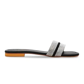 Brown Sheepskin Slippers Black Fancy Slipper FN7701