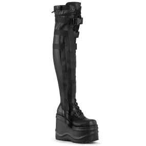 WAVE-315 DemoniaCult Black Stretch Vegan Leather Sexy Women's Over-the-Knee Boots (Alternative Footwear) Adidas Shoes Japanese
