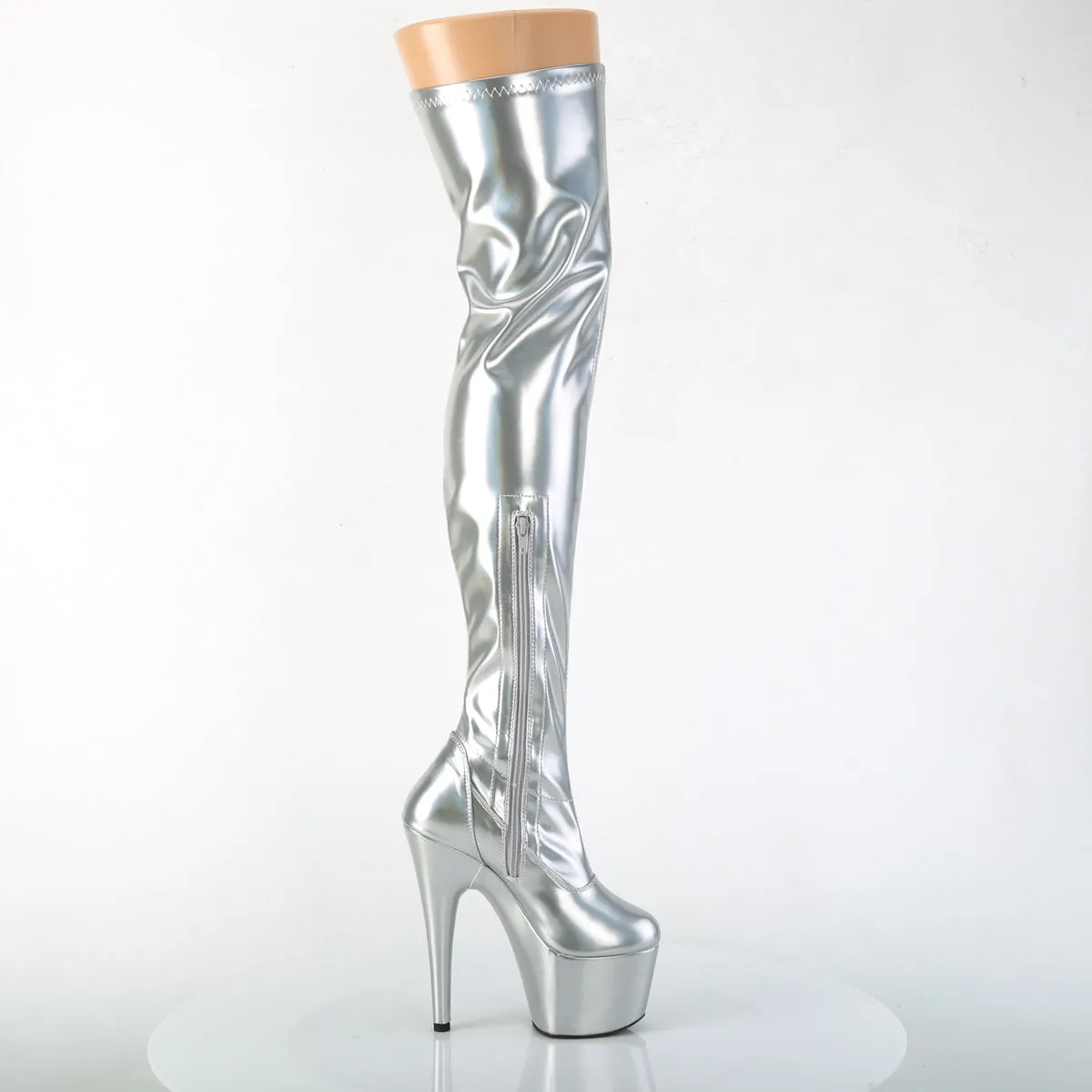 7 Inch Heel ADORE-3000HWR Silver Holographic Work Boots Walmart