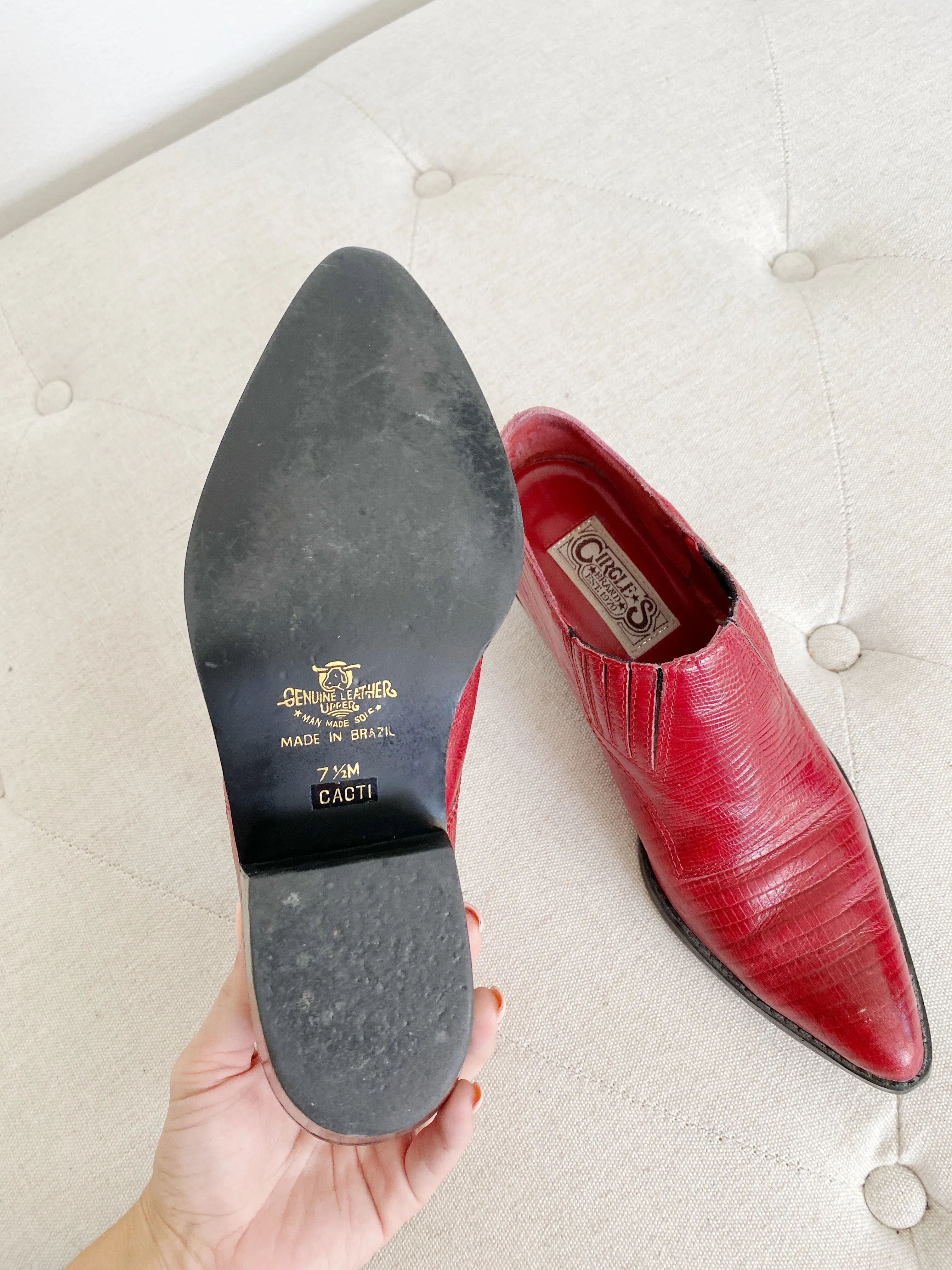 Western Vintage Circle S 90's Red Boots 8 Adidas Race Shoe