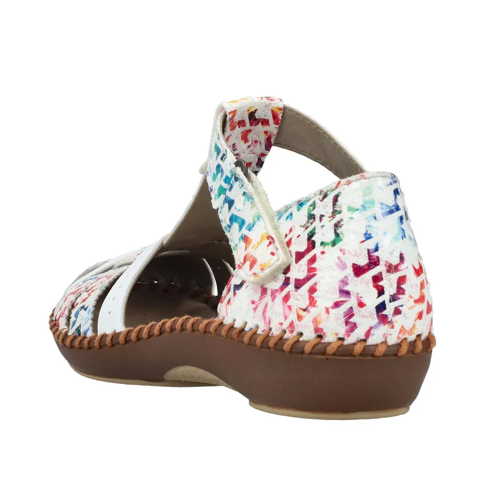 Rieker M1650-92 White Multi Womens Closed Toe Touch Fastening Sandals Asics Gel-resolution 8 Clay Tennis Shoes