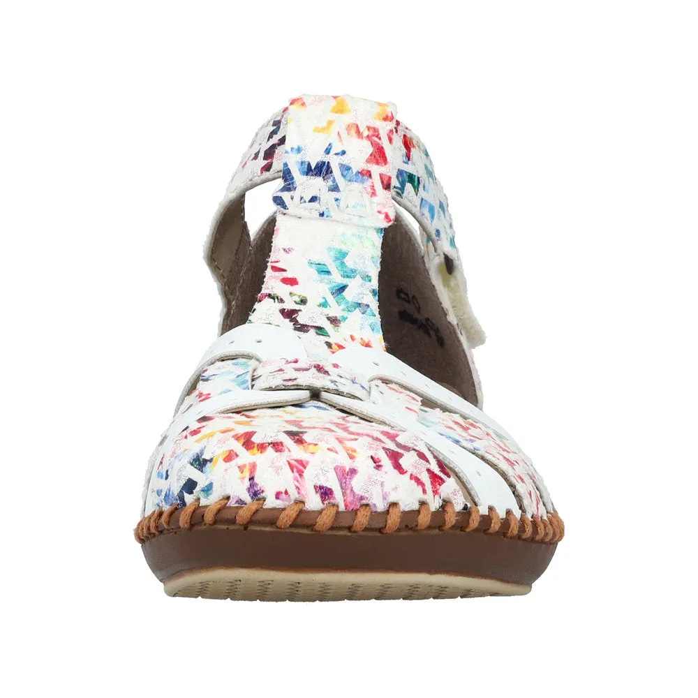 Rieker M1650-92 White Multi Womens Closed Toe Touch Fastening Sandals Different Asics Shoes