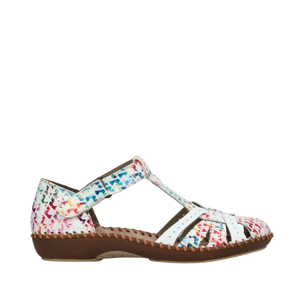 Asics Running Shoes Kayano 31 Rieker M1650-92 White Multi Womens Closed Toe Touch Fastening Sandals