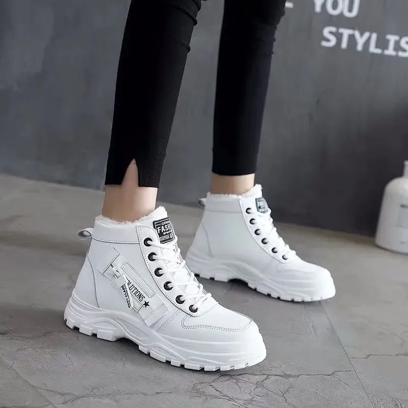 The Best Boots For Snow Lace up Women Sneakers Snow Ankle Boots Waterproof Warm Platform Botas woman footwear kodez