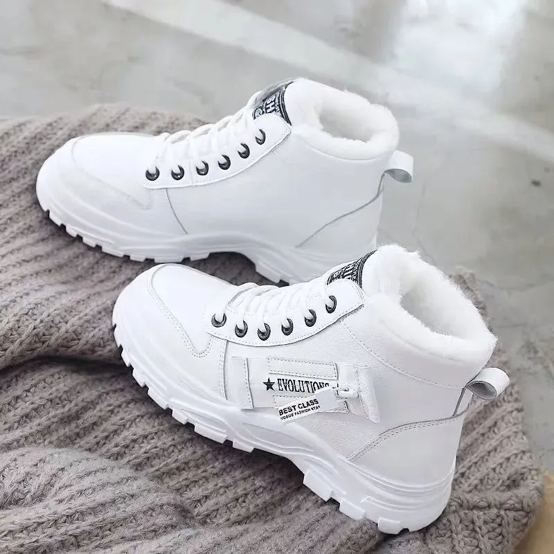 Lace up Women Sneakers Snow Ankle Boots Waterproof Warm Platform Botas woman footwear kodez Sherpa Lined Snow Boots