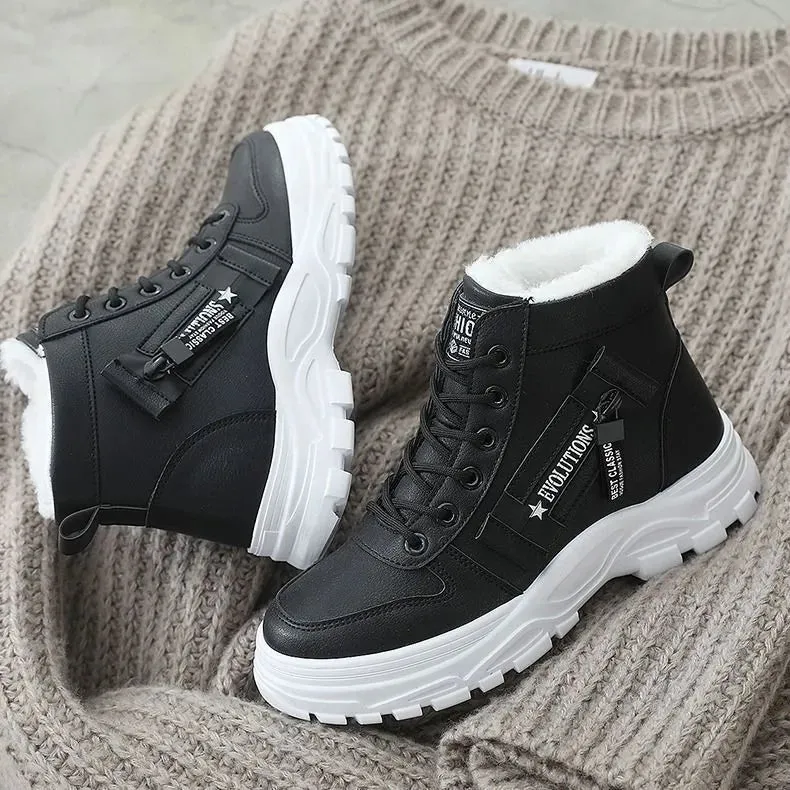 Afo Friendly Snow Boots Lace up Women Sneakers Snow Ankle Boots Waterproof Warm Platform Botas woman footwear kodez