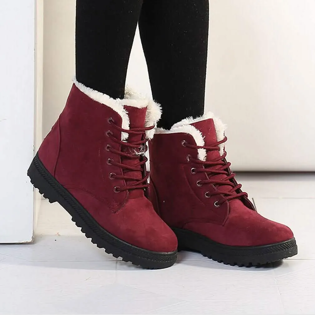 Winter Outdoor Flat Short Boots Front Zip Snow Boots