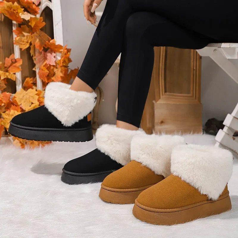 Snow Boot Puma Winter Plush Snow Boots Fashion Round Toe Flat Thickened Suede Cotton Shoes For Women