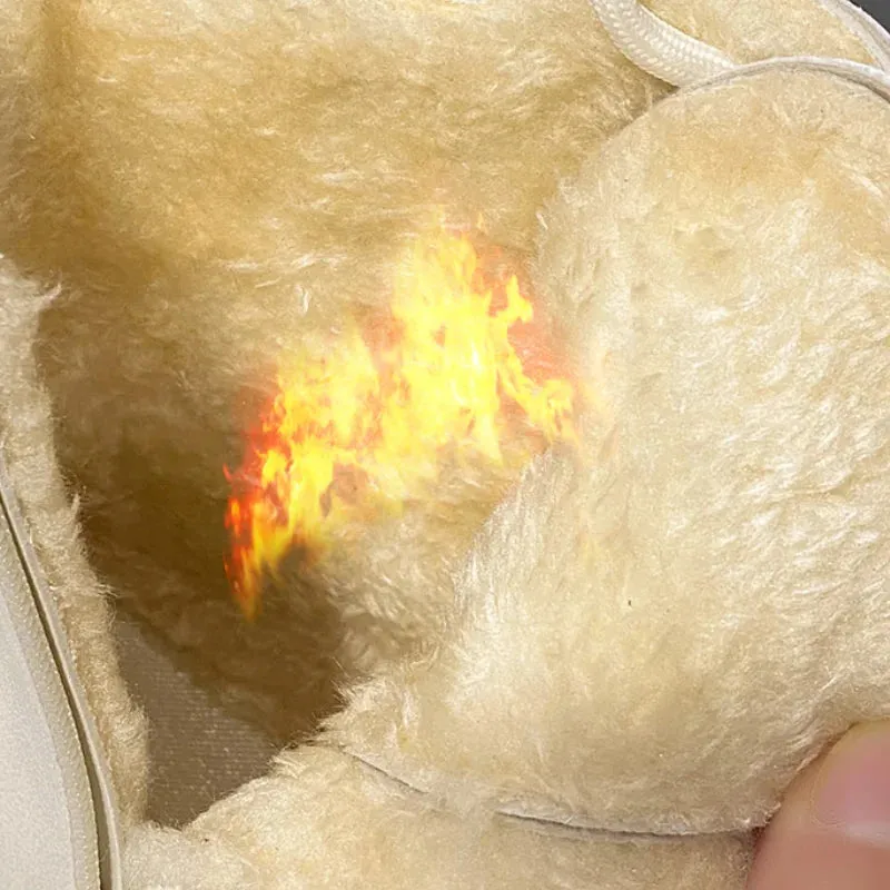 Winter Thicken Plush Ankle Boots Women New Warm Pu Leather Snow Boots Woman Black Winter Lace-Up Flat Heels Cotton Shoes kodez Tucker And Tate Snow Boots