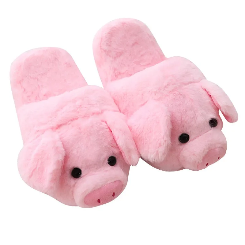 Extra Wide Slippers Swollen Feet Winter Women Warm Indoor Slippers Ladies Fashion Cute Pink Pig Shoes Women's Soft Short Furry Plush Home Floor Slipper SH467
