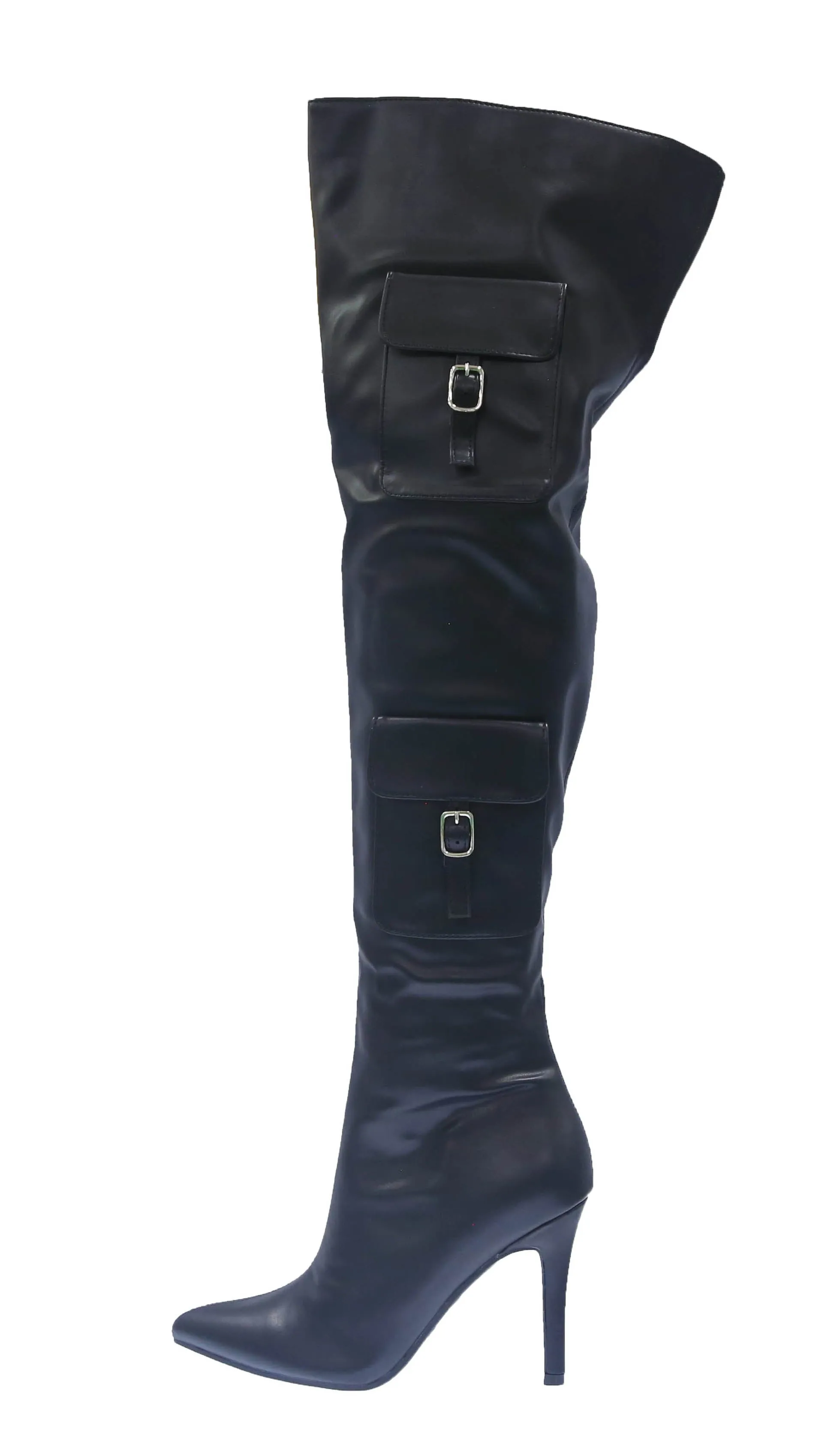 Mid Calf Rain Boots WOMAN'S SHOES BLACK PU BOOTS PALIN-86