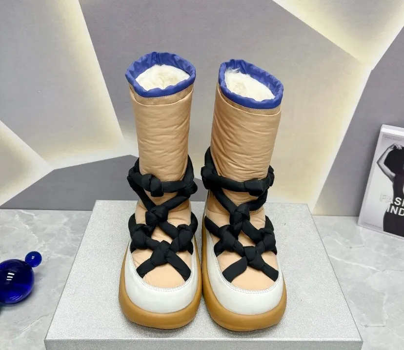 Tucker And Tate Snow Boots Women Fashion Warm Color Patchwork Snow Boots