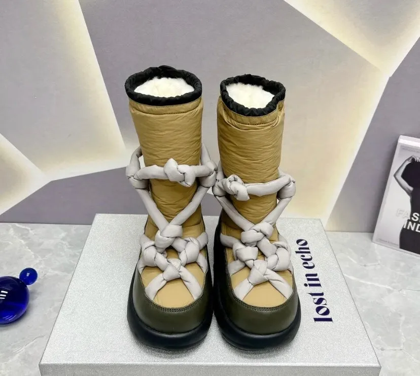 Women Fashion Warm Color Patchwork Snow Boots Snow Boot Sizing Chart