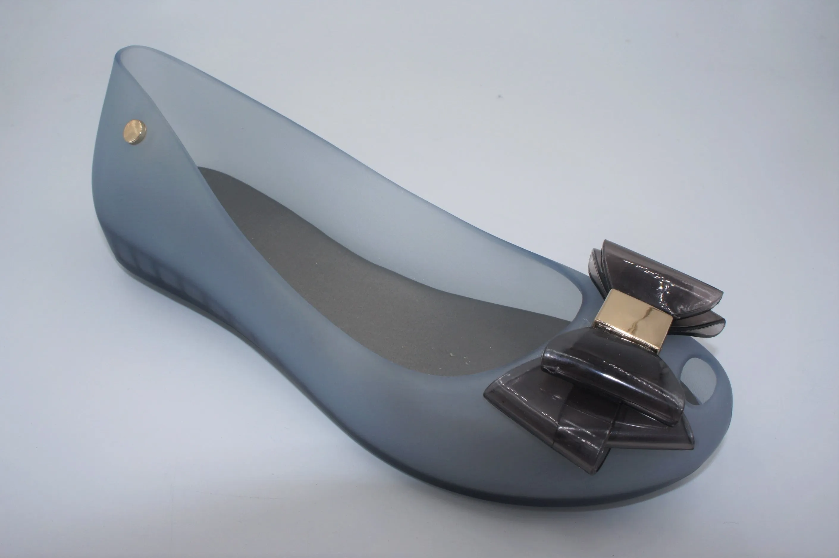 Flat Shoe Inserts Women Flat Jelly Ballet Slip-On Peep Toe Shoes Sandal BG-506 BLUE