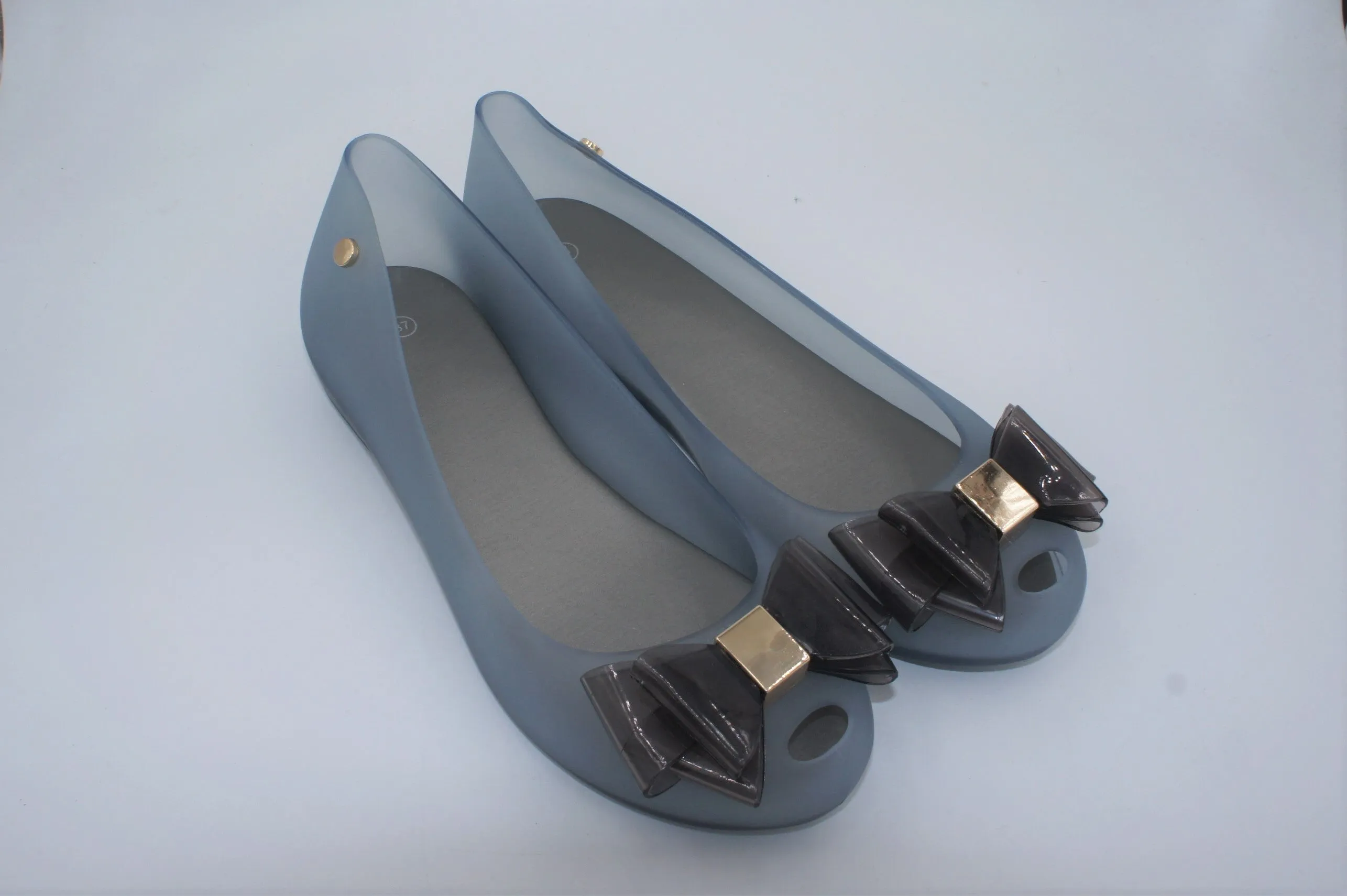 Support Tennis Shoes Women Flat Jelly Ballet Slip-On Peep Toe Shoes Sandal BG-506 BLUE