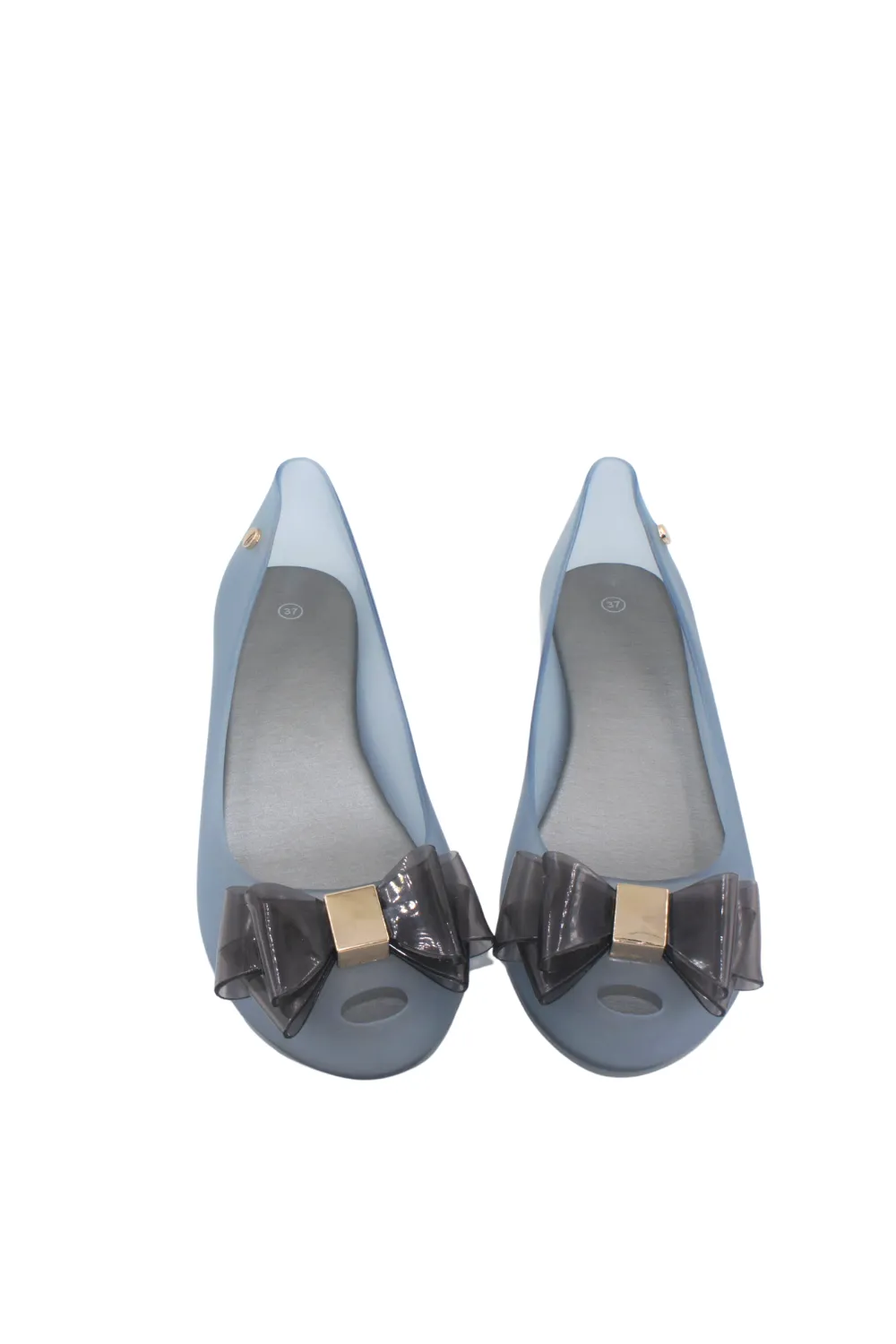 Flat Shoe Laces Women Flat Jelly Ballet Slip-On Peep Toe Shoes Sandal BG-506 BLUE