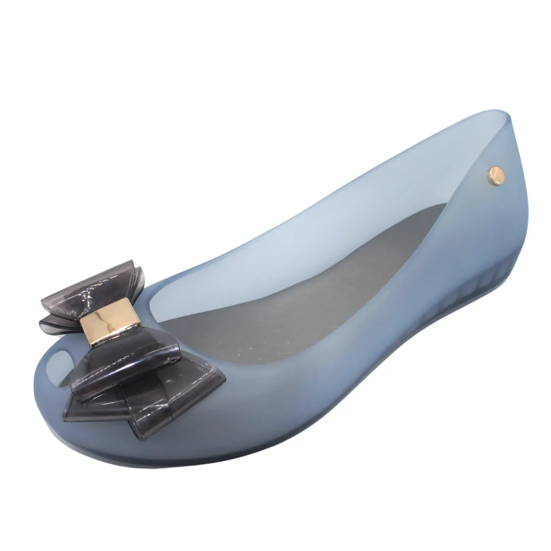 Women Flat Jelly Ballet Slip-On Peep Toe Shoes Sandal BG-506 BLUE Ballet Flats That Look Like Ballet Shoes