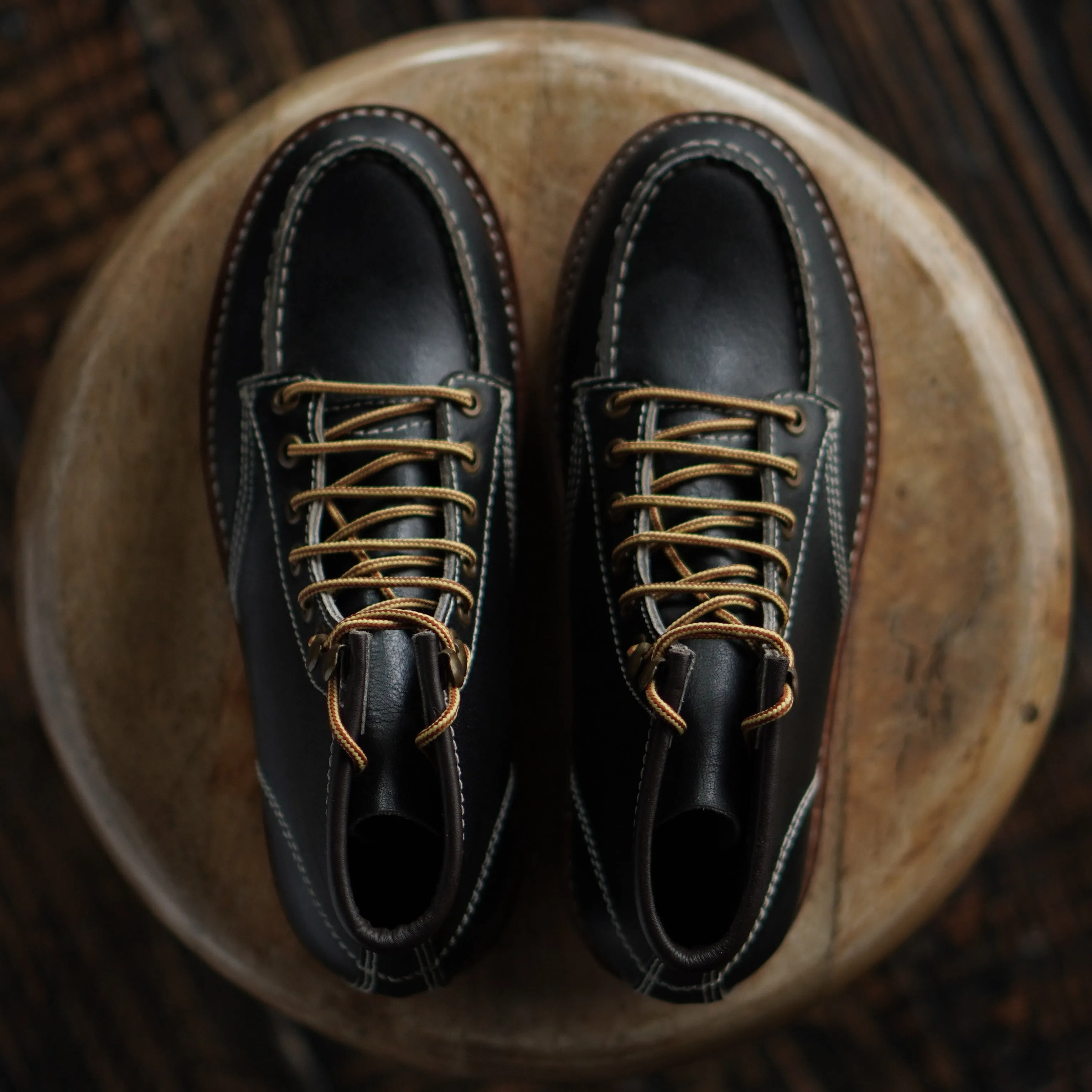 Steel Toe Work Boots With Metatarsals Women Moc-Toe Leather Boots (Raven Black) Goodyear Welted