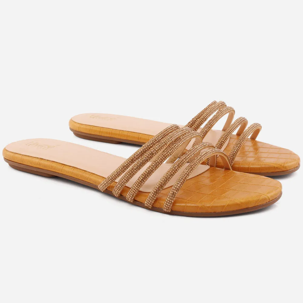 Lightweight Slippers For Travel Women "Ethel" Stone Strap Slip On Slippers