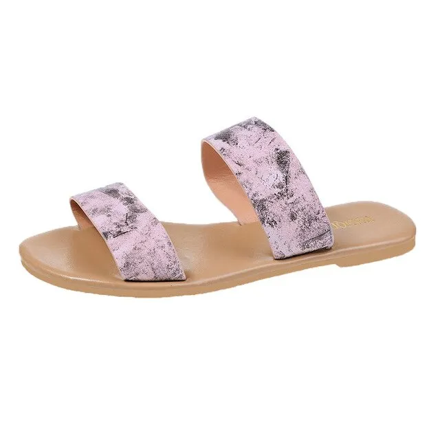 Women Slipper Leopard Stylish Female Shoes Casual Vintage Roman Platform Flat Slippers Sandals Shoes Sapatos Novos Senhoras New Fashion Flat Shoes