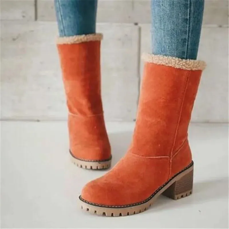 Plastic Snow Boots Women Winter Fur Warm Snow Boots Ladies Warm wool booties Ankle Boot Comfortable Shoes plus size 35-43 Casual Women Mid Boots