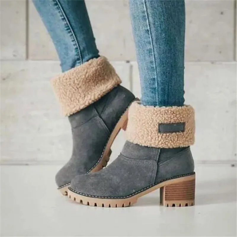 European Snow Boots Women Winter Fur Warm Snow Boots Ladies Warm wool booties Ankle Boot Comfortable Shoes plus size 35-43 Casual Women Mid Boots