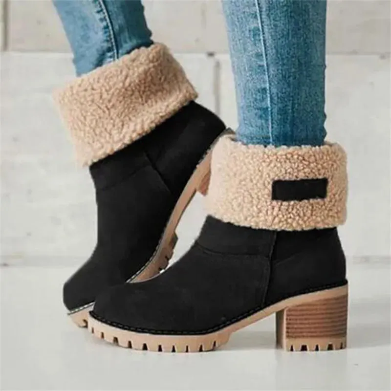 Women Winter Fur Warm Snow Boots Ladies Warm wool booties Ankle Boot Comfortable Shoes plus size 35-43 Casual Women Mid Boots Snow Boots Ecco