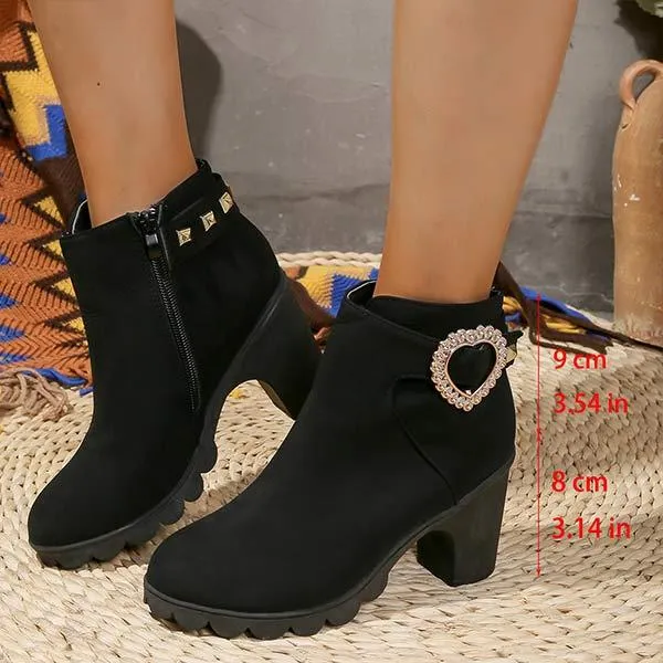 Women's Chunky Heel Round Toe Side-Zip Martin Boots 35065836C Adidas Eqt Shoes