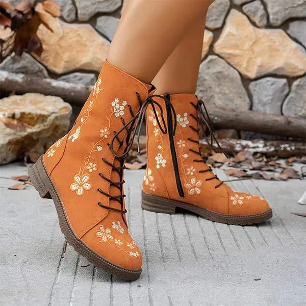 Adidas Runfalcon 3.0 Running Shoe Women's Embroidered Side-Zip Block Heel Martin Boots 82647535C