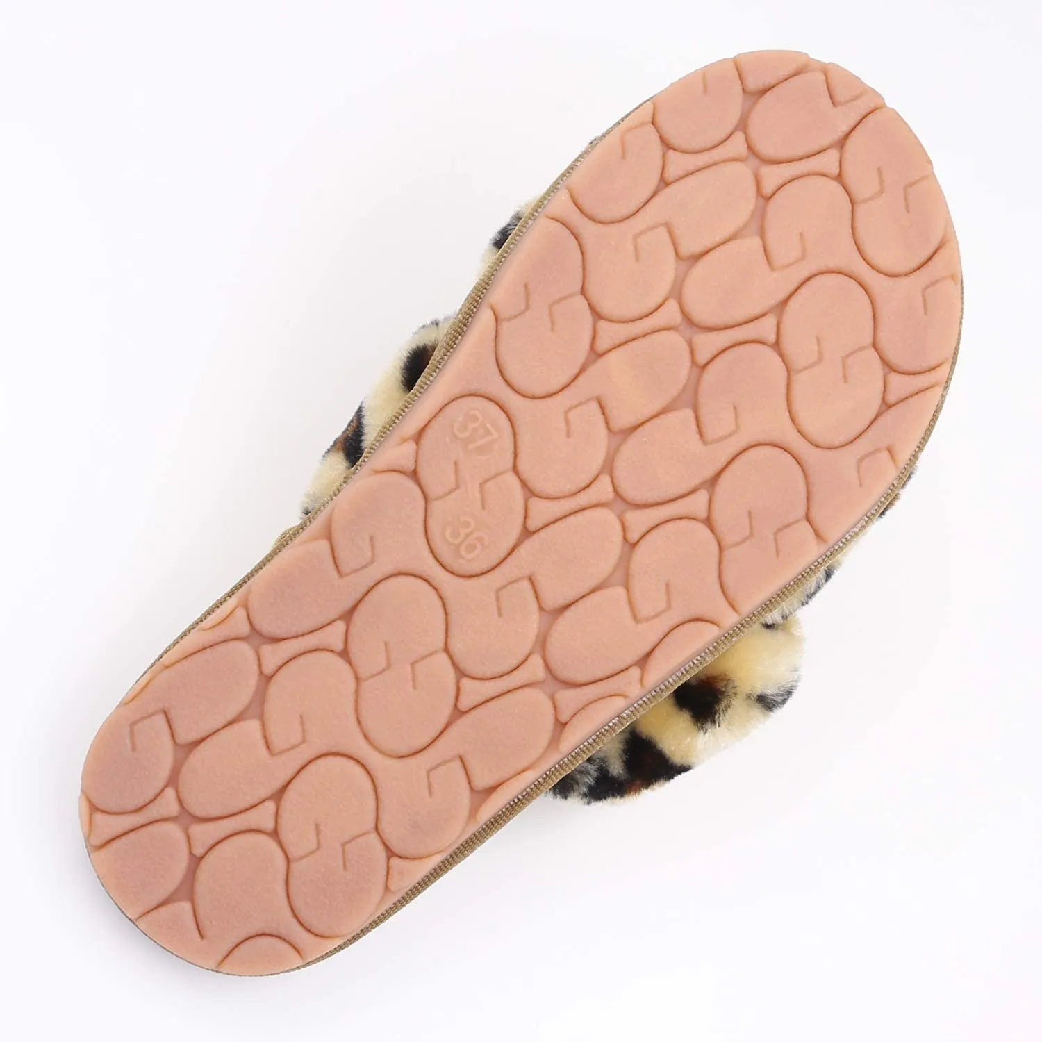 Women's House Fuzzy Sandals Slipper(Brown Leopard) Slides Platform