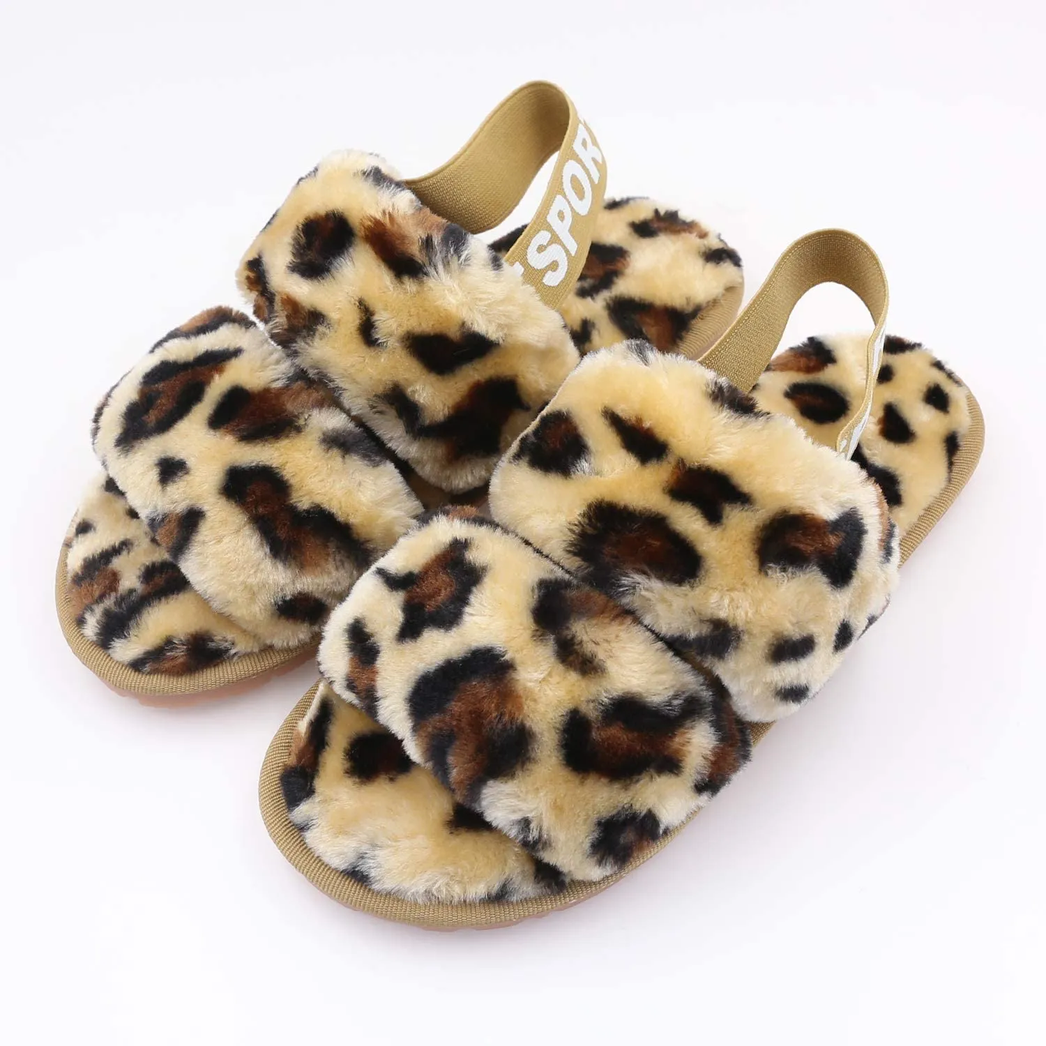 Magellan Slippers Women's House Fuzzy Sandals Slipper(Brown Leopard)