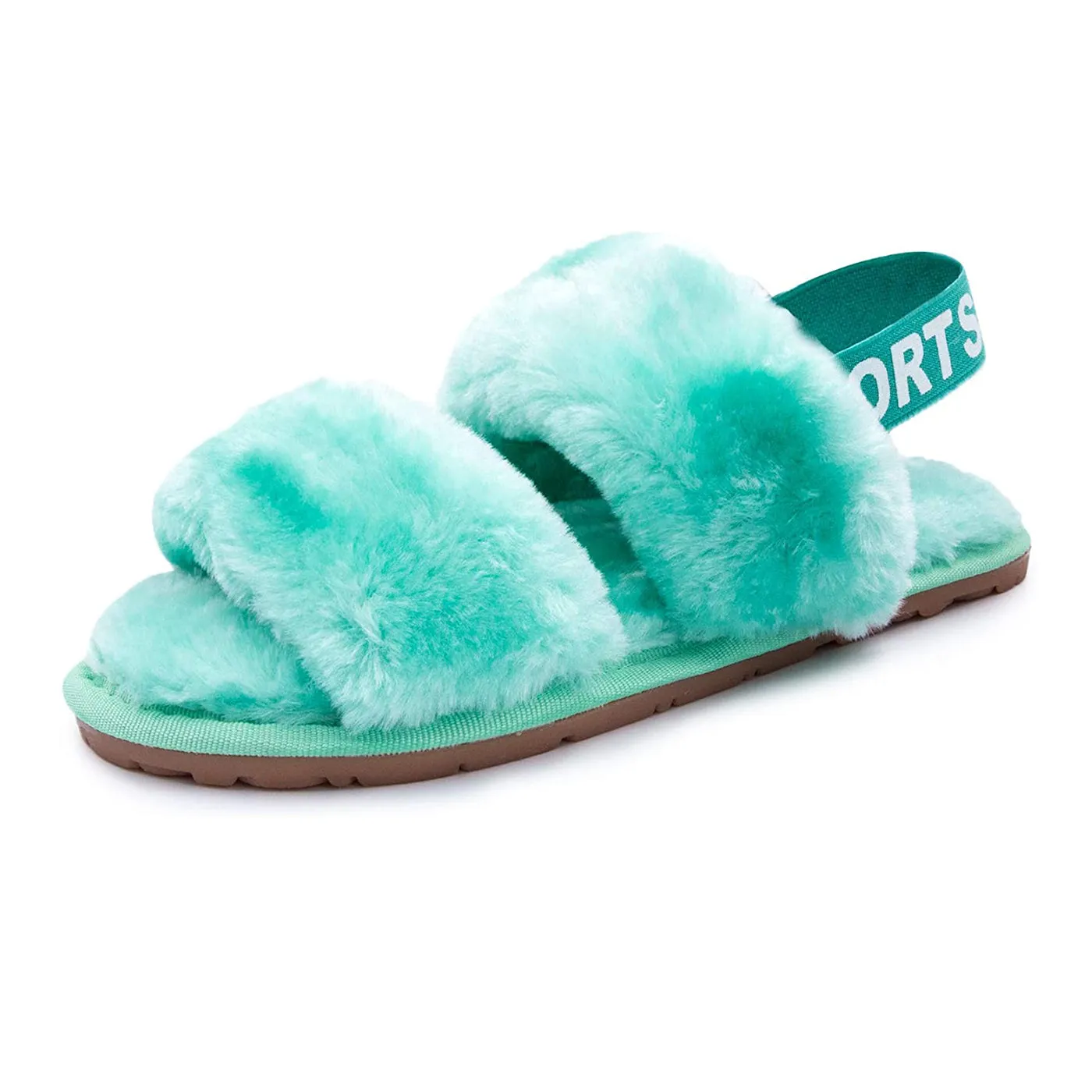 Bath Slippers Women's House Fuzzy Sandals Slipper(Green)