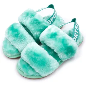Women's House Fuzzy Sandals Slipper(Green) Slippers For Outside