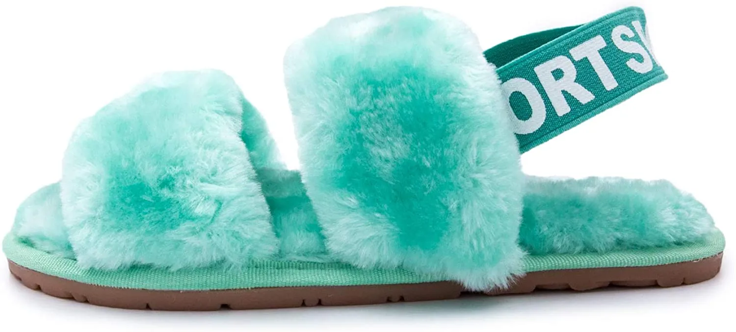 Slip In Stock Women's House Fuzzy Sandals Slipper(Green)