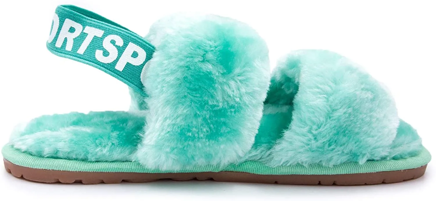 Women's House Fuzzy Sandals Slipper(Green) Slippers With Arch Support Plantar Fasciitis