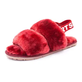 Women's House Fuzzy Sandals Slipper(Wine Red) Best House Slippers For Plantar Fasciitis