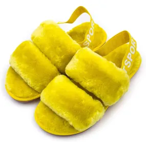 Lounge Slippers Women's House Fuzzy Sandals Slipper(Yellow)
