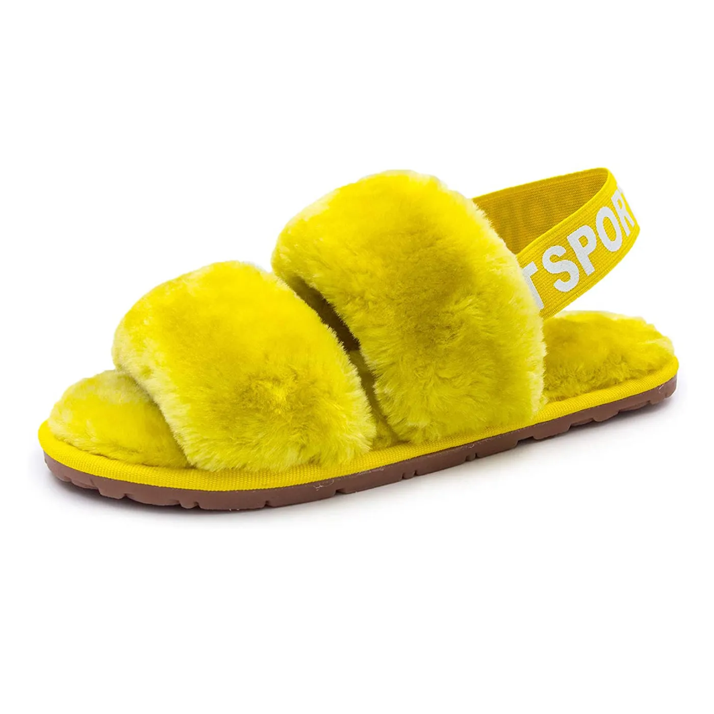 Metallic Slides Women's House Fuzzy Sandals Slipper(Yellow)