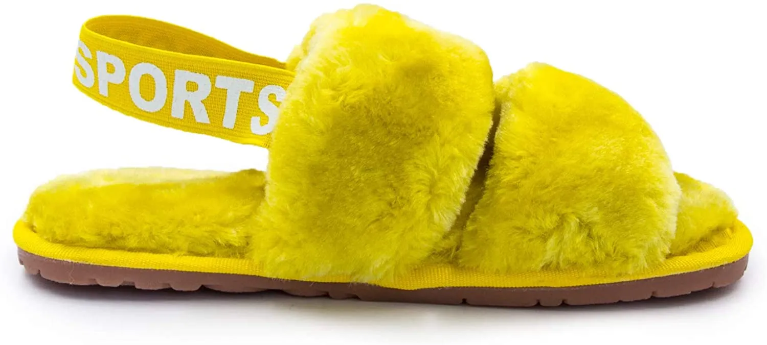 Women's House Fuzzy Sandals Slipper(Yellow) Fuzzy Platform Slippers