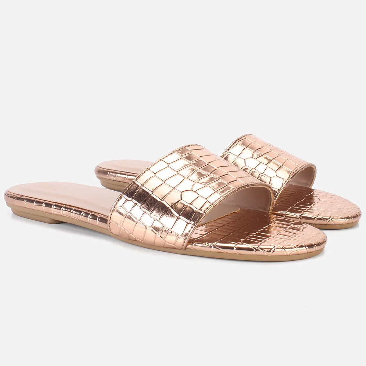 Slippers Extra Wide Womens "ROSA" Shimmer Summer Flat Slippers