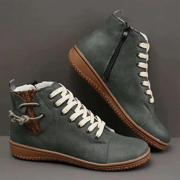 Women's Retro Casual Flat Lace-Up Booties 65561992S Adidas Tweed Shoes