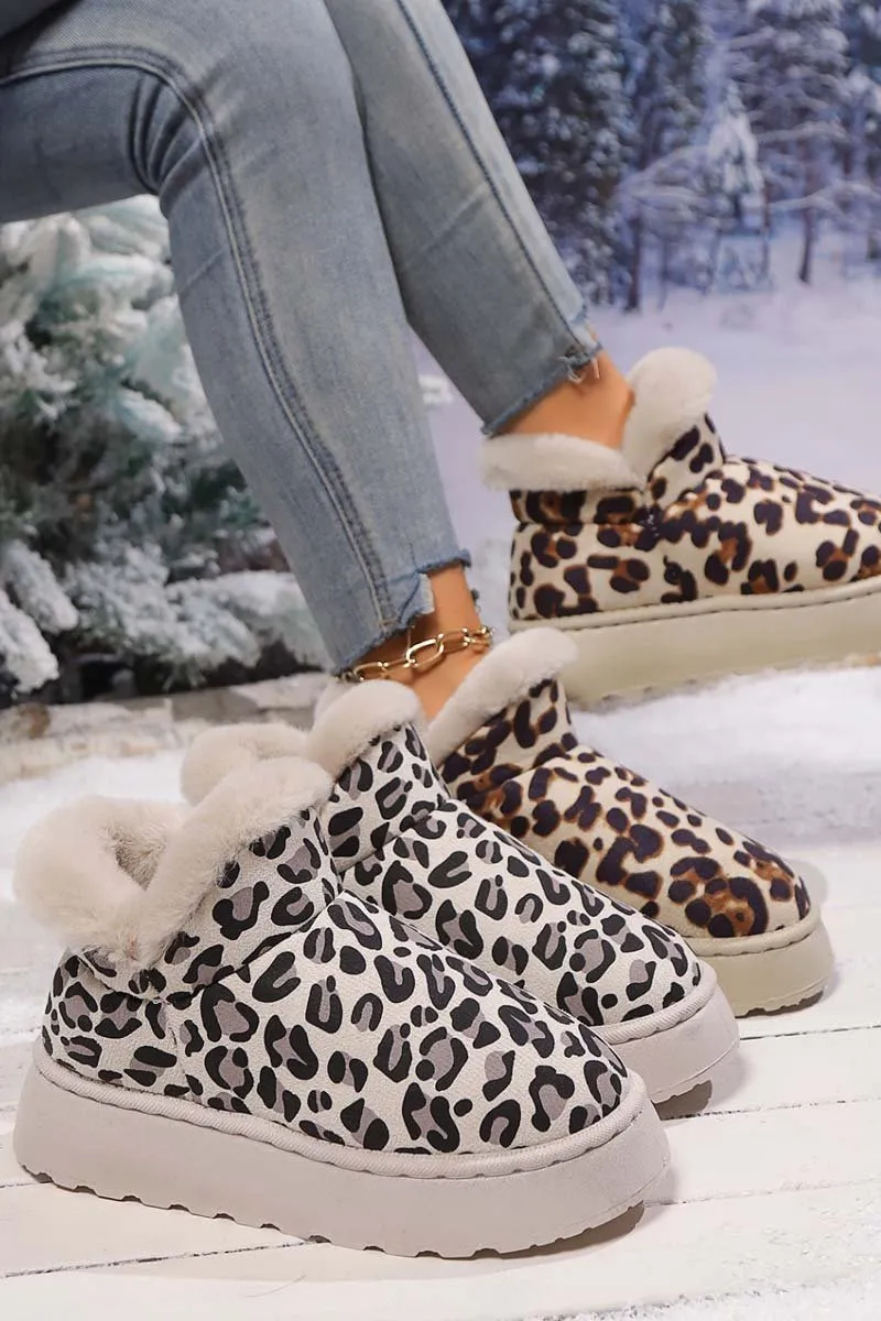 Adidas Platform Shoes Gazelle Women's thickened velvet round toe thick sole leopard print snow boots
