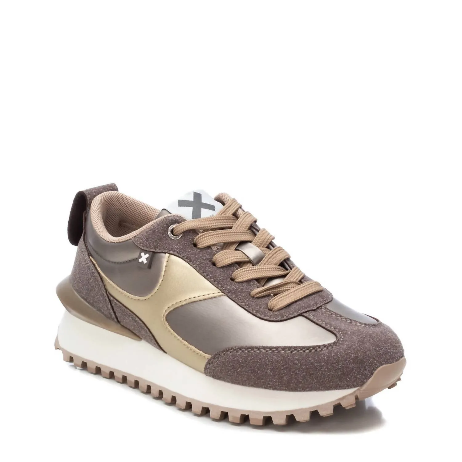 Xti - Women's Lace-Up Sneakers Tan Brown Sneakers