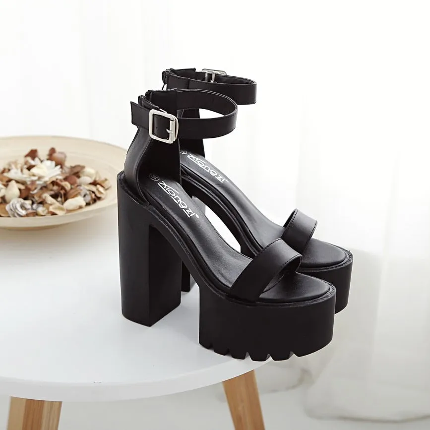 Mule Shoes Sandals Y2K New High Heel Strap Sandals with Breathable Platform Design