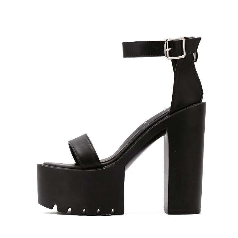Y2K New High Heel Strap Sandals with Breathable Platform Design Tie Sandals