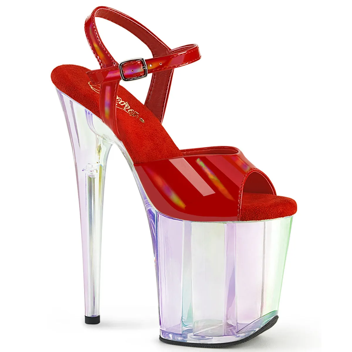 Asics City Shoes FLAMINGO-809HT Pleaser Red Holograph Sexy Platform Shoes (Pole Dancing Heels)