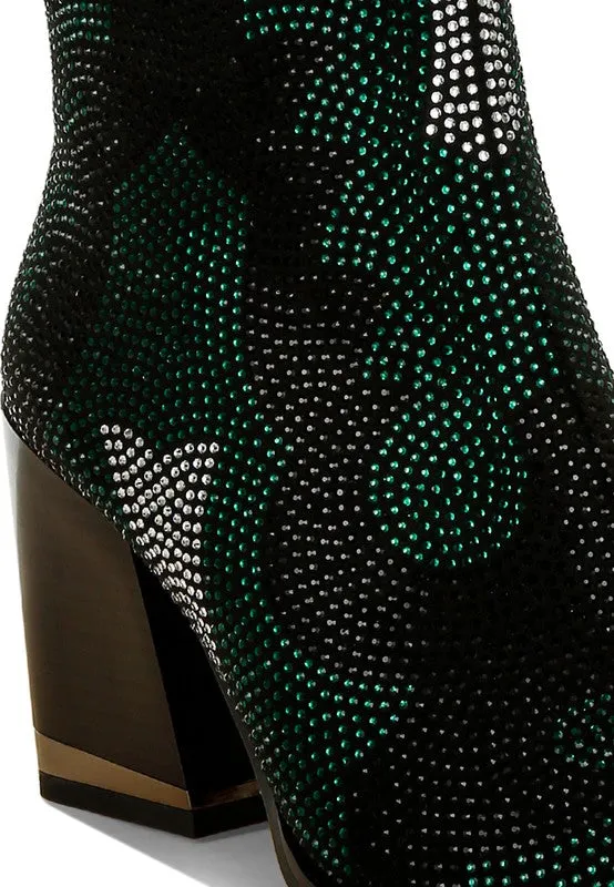 Burgundy Adidas Shoes Zarka Rhinestones Embellished Block Heel Boots