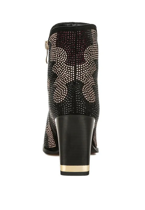 Adidas Shoe For Running Zarka Rhinestones Embellished Block Heel Boots